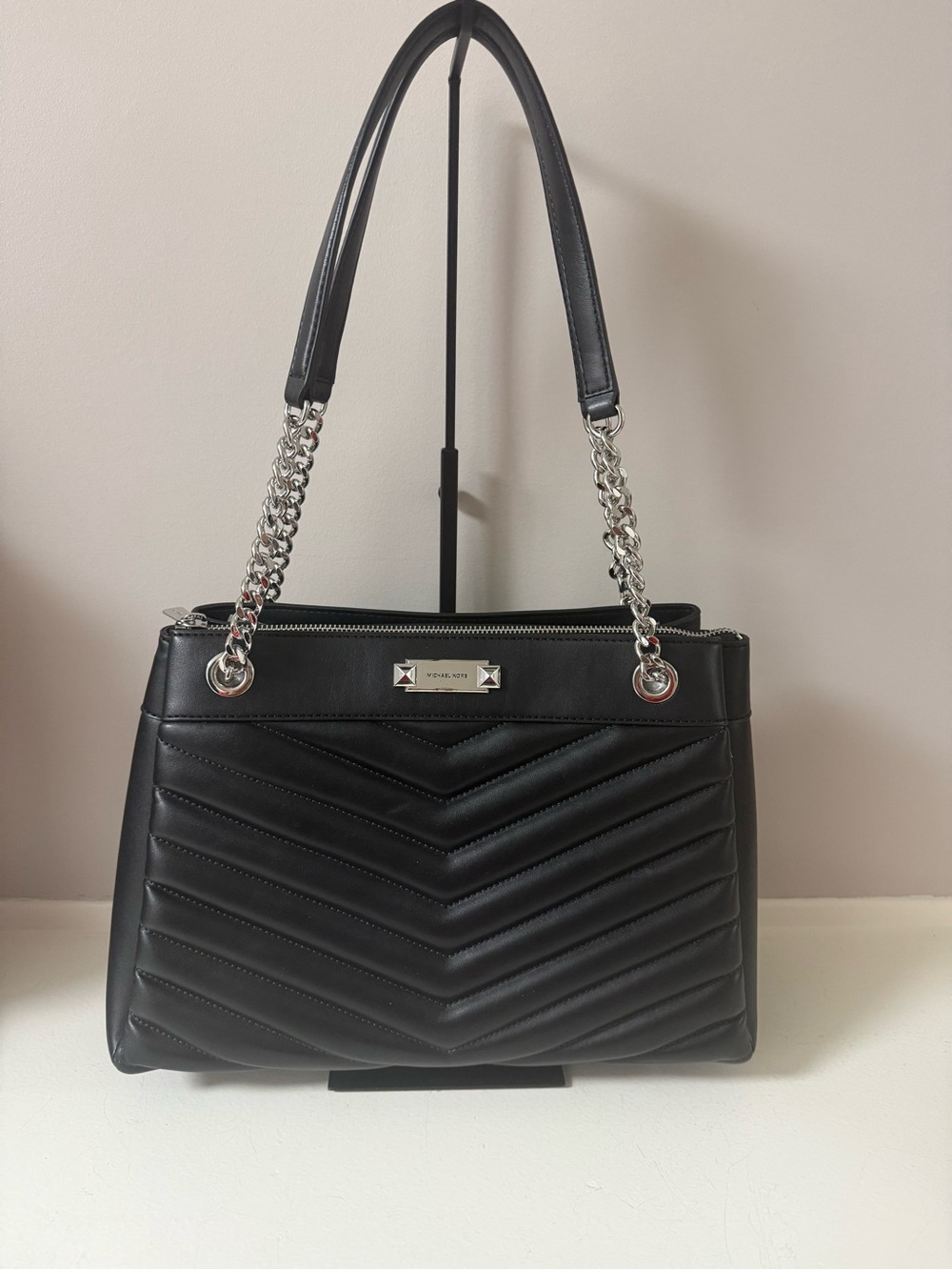 Michael Kors Whitney Black Quilted Chevron Shoulder Bag